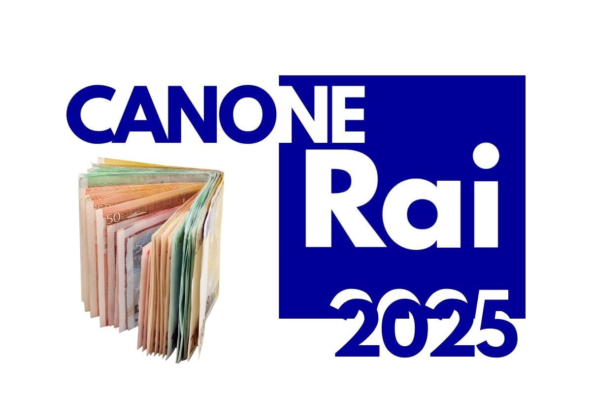 scritta canone rai 2025 con banconote euro