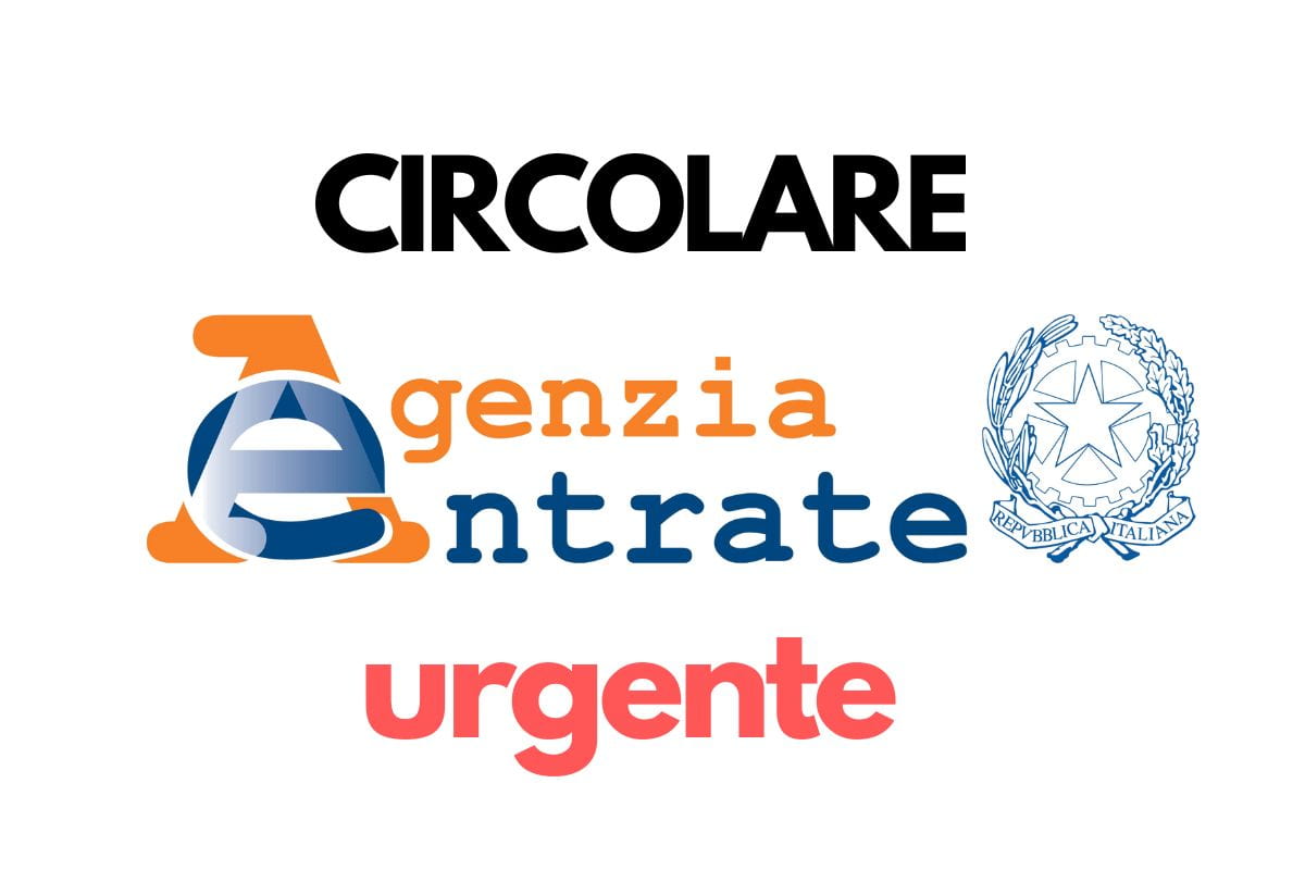 Logo agenzia delle entrate, con scritta circolare urgente