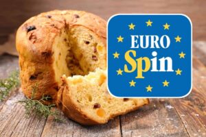 panettone tagliato con logo eurospin