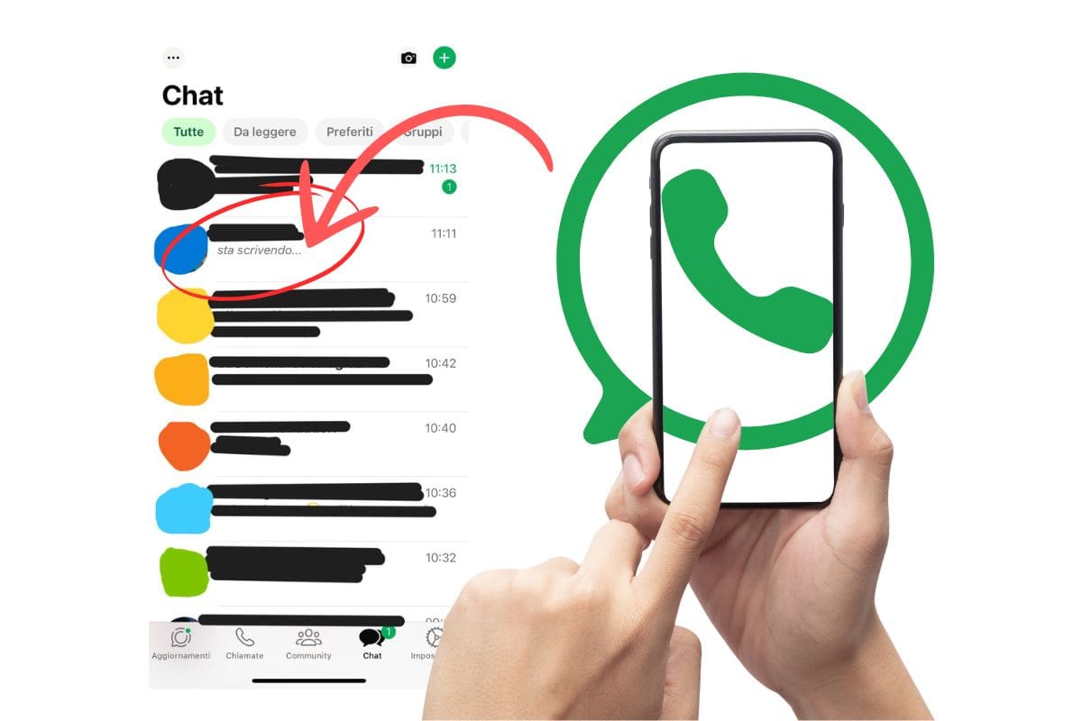 screen schermata WhatsApp più smartphone che inquadra logo WhatsApp