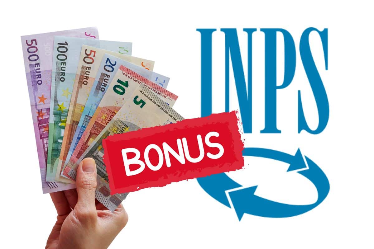 banconote euro con logo inps e scritta bonus